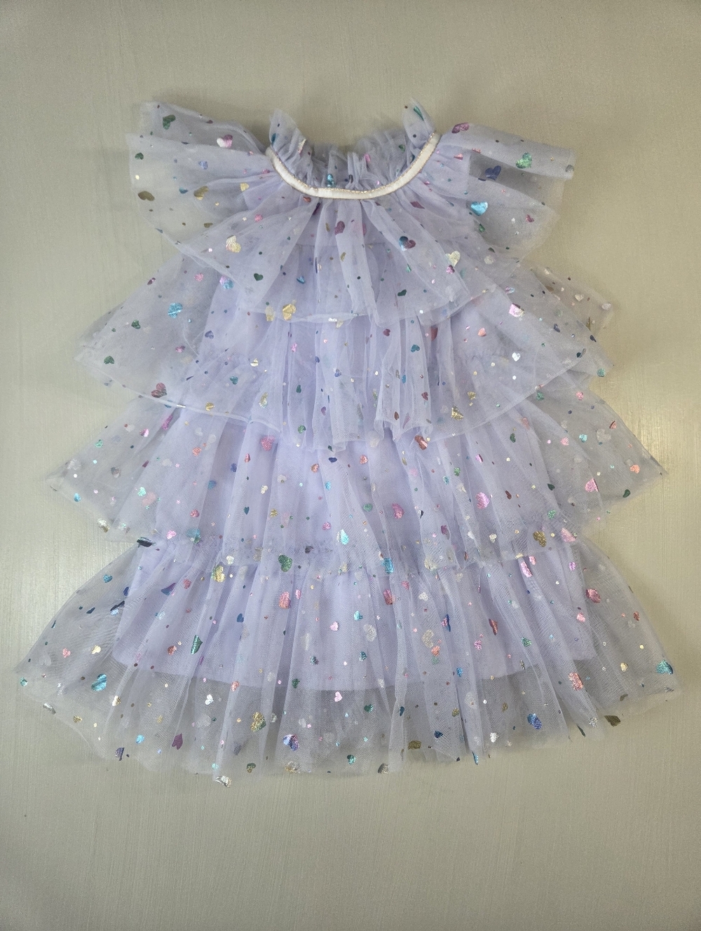 Lola + The Boys Lavender Foil Hearts Tulle Dress